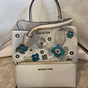 Michael Kors white floral handbag
